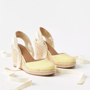 LOFT Striped Yellow and Cream Espadrilles